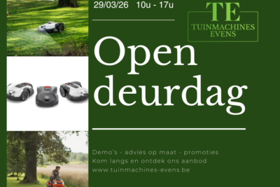 Opendeurdag Tuinmachines Evens – Robotmaaiers & Tuinmachines – 29 maart 2026